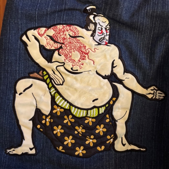 Vintage No. 83 Samurai Warrior Wide Leg Denim Pants. Size 38W/34 - Picture 5 of 9